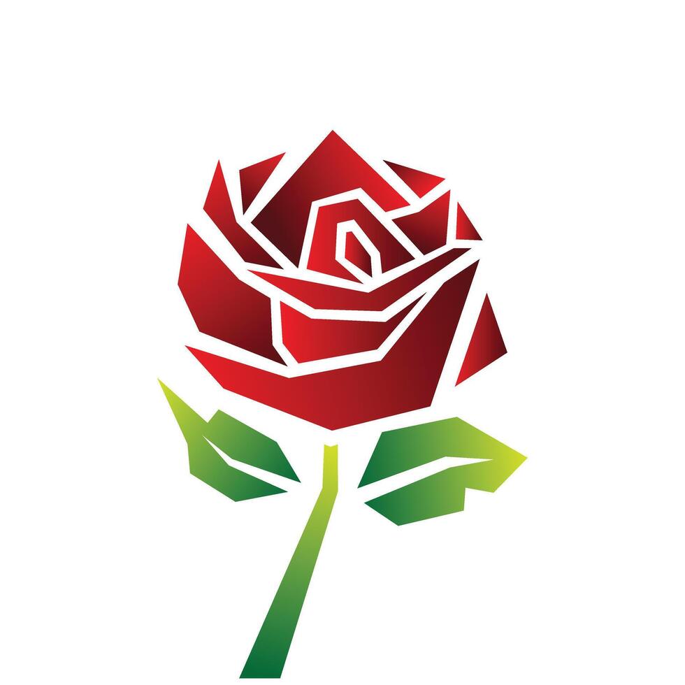 Abstract geometric red Rose logo design template vector