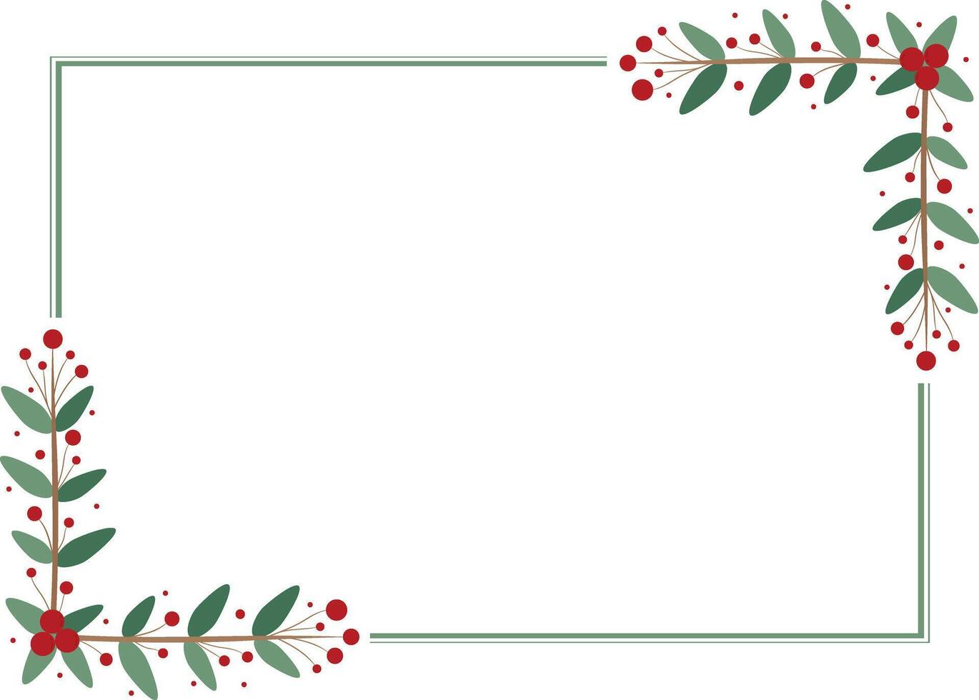 Rectangular Frame With Beautiful Red Cherry And Green Leaves vector