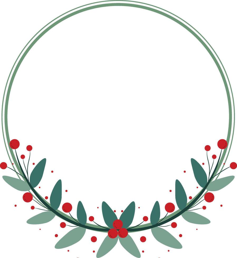 Circle Frame Decorated With Red Cherry And Green Leaves vector