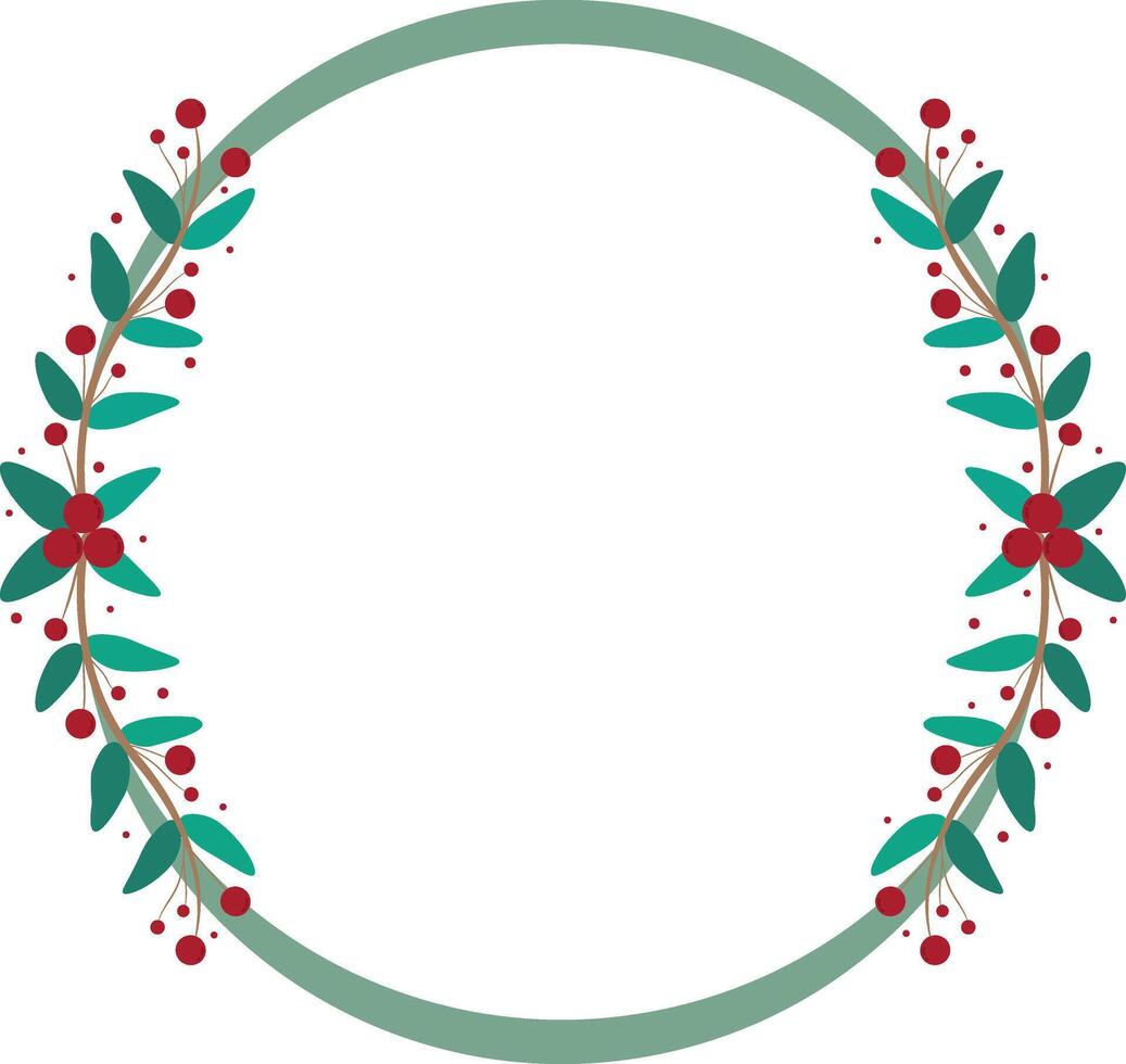 Beautiful Circle Frame With Green Leaves And Red Cherry vector