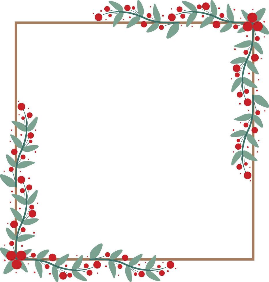 Lovely Square Frame With Red Cherry And Green Leaves vector