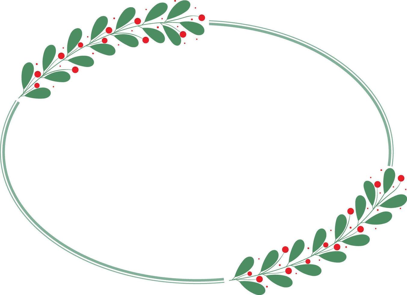 Beautiful Oval Circle Frame With Red Cherry And Green Leaves vector