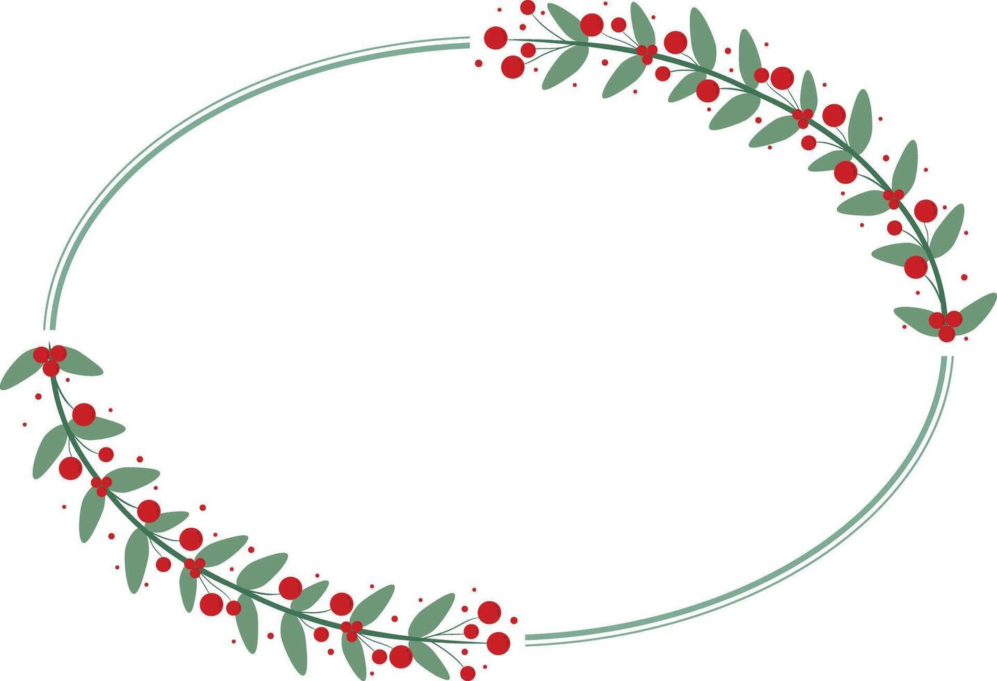 Oval Circle Frame With Red Cherry And Green Leaves vector