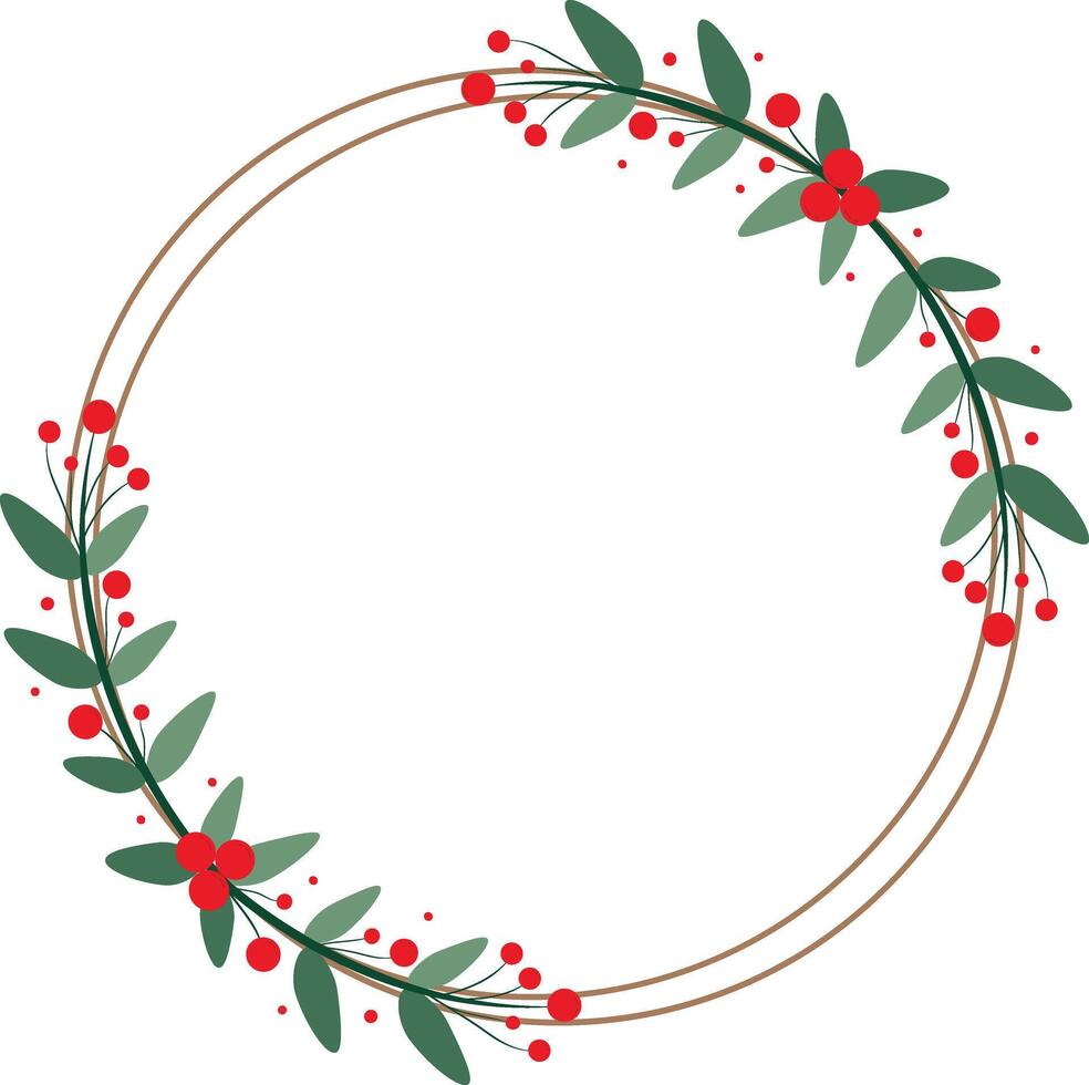 Lovely Circle Frame With Red Cherry And Green Leaves vector