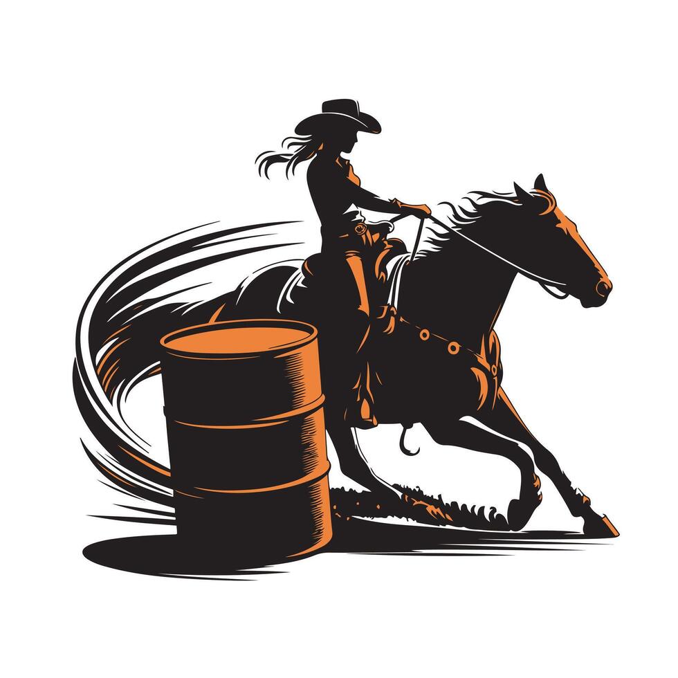Barrel racing illustration vector