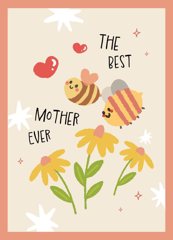 hand drawn watercolor Mother's Day poster template in flat design, featuring floral elements. Perfect for banners, posters, greeting card templates, promotional materials, and websites. vector