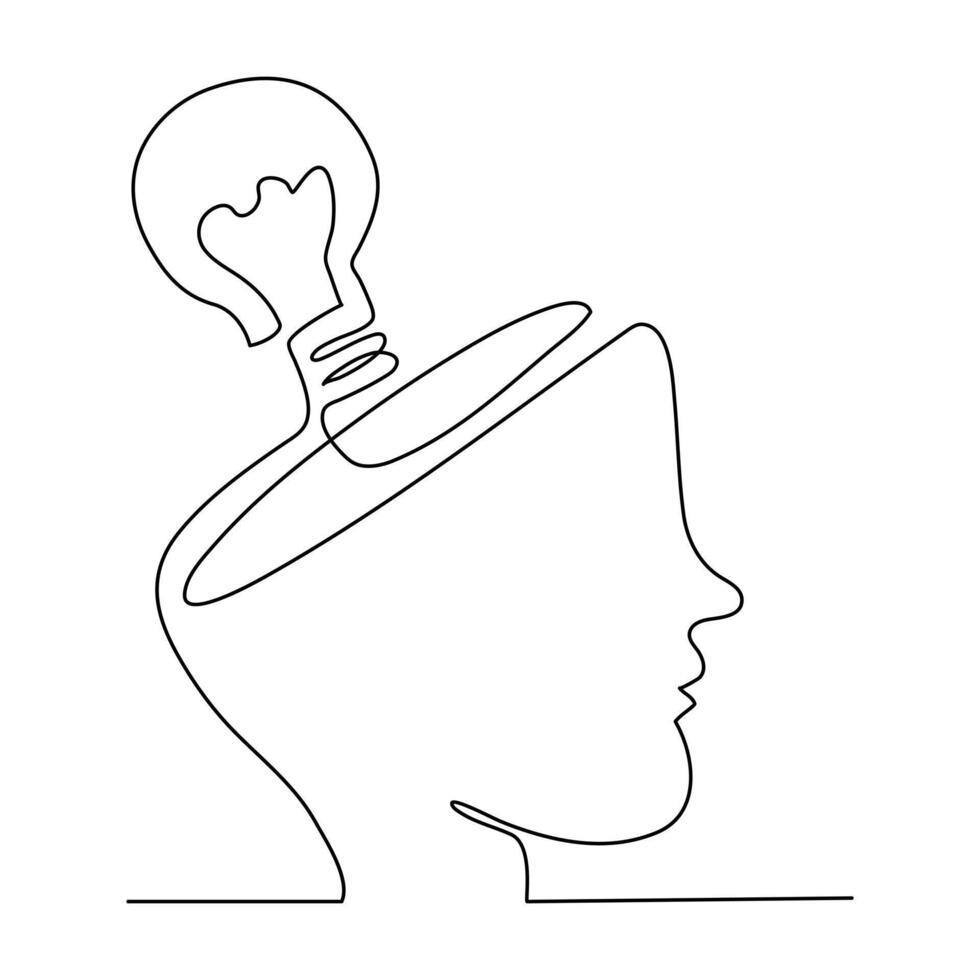 light bulb one line drawing continuous vector