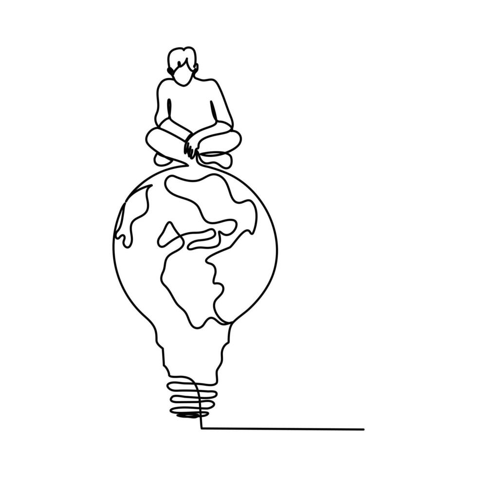 Light bulb isolated on white light bulb one line outline art illustration vector