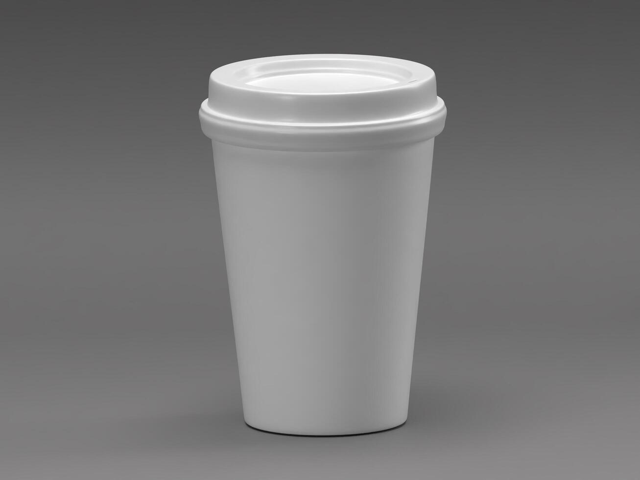 White Blank Single 3D Coffee Cup Front View Mockup photo