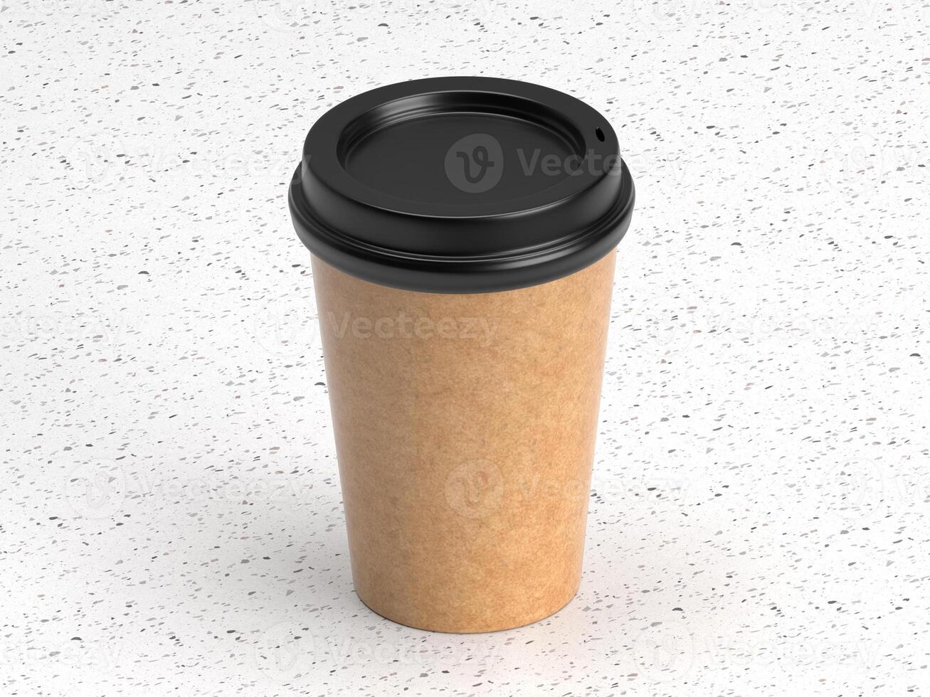 Blank Craft Coffee Cup Solo on Speckled Surface Mockup photo