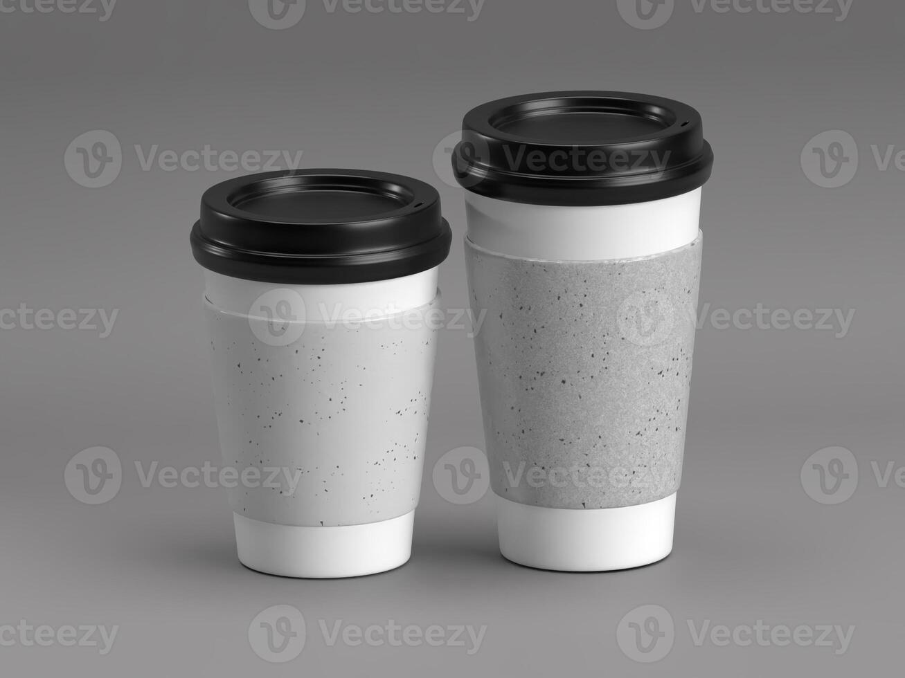 White Blank Two Coffee Cups Side by Side Mockup photo