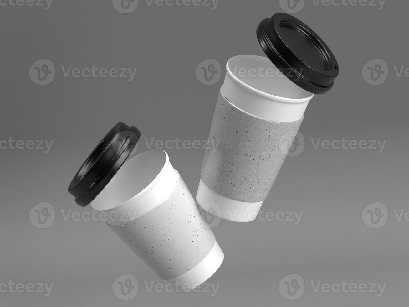 White Blank Floating Coffee Cups with Black Lid photo