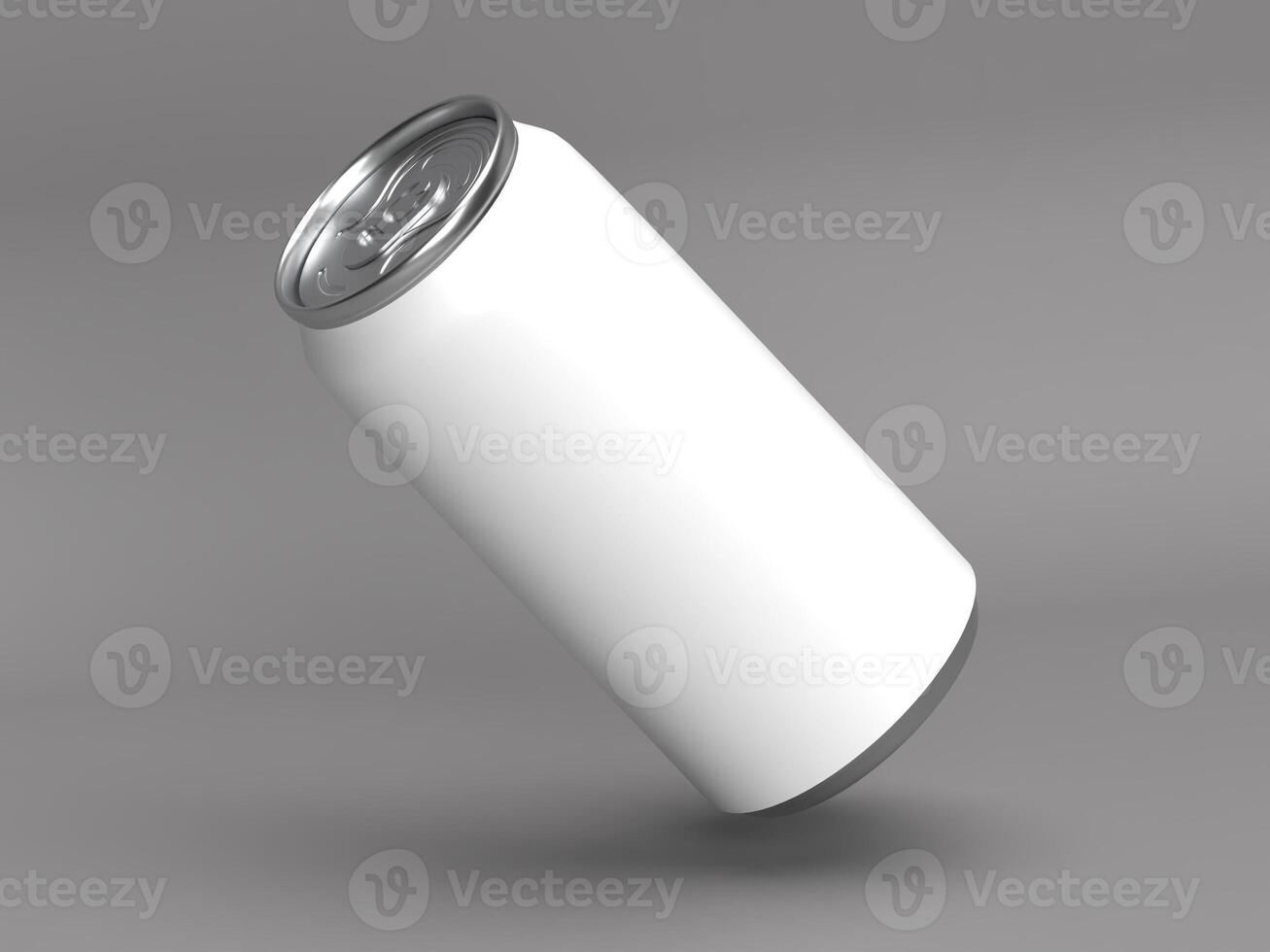 Blank White Rotated Soda Can Mockup 3D Render photo