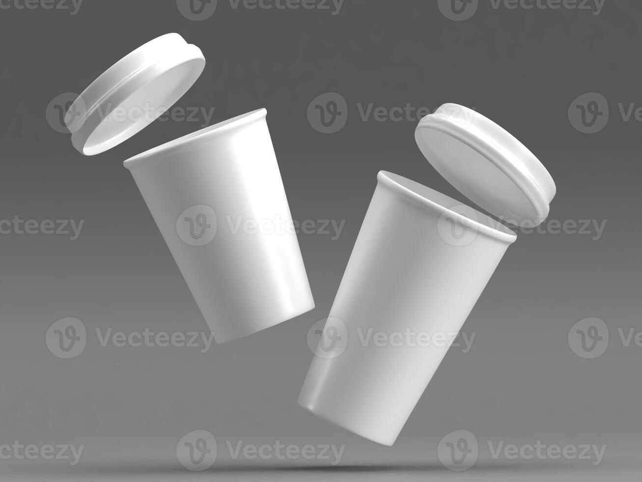 Dynamic Blank White Coffee Cup Pair in Flight photo