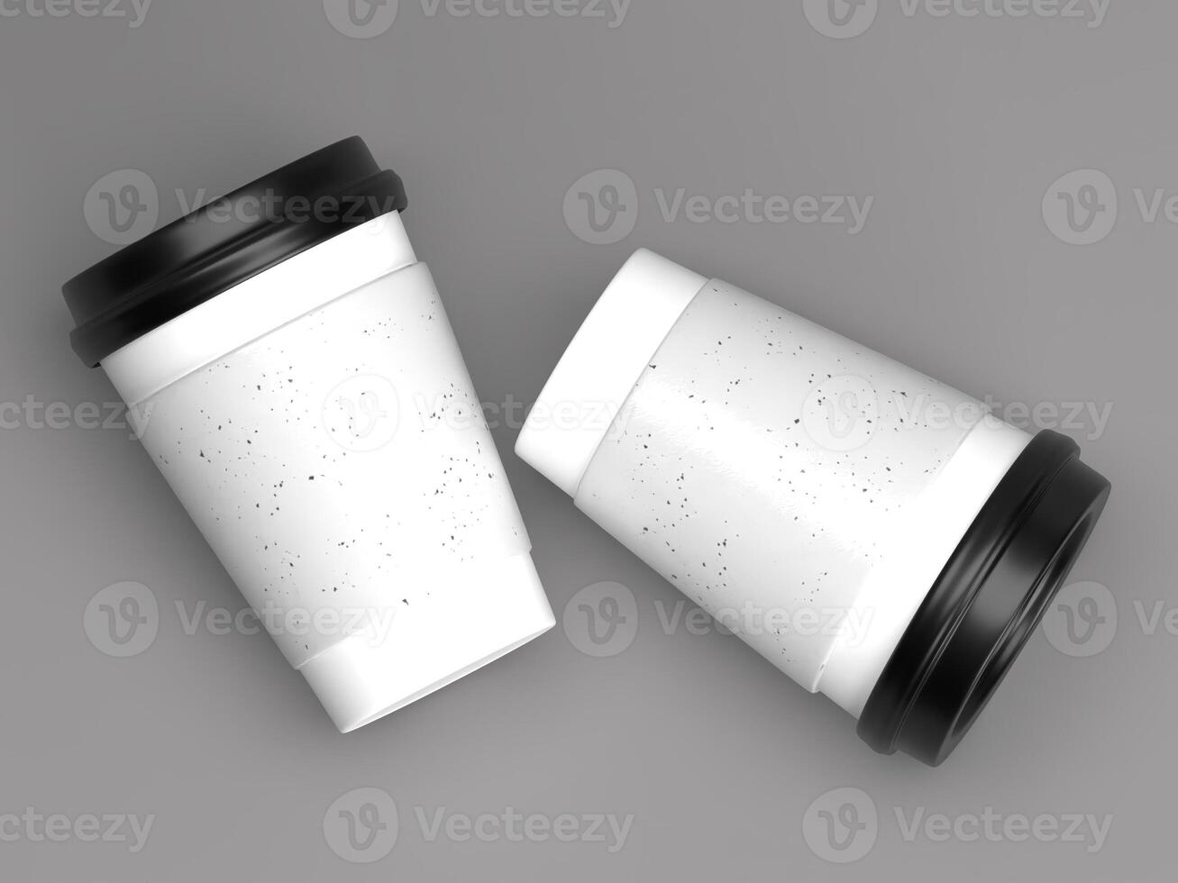 Blank White Coffee Cups with Black Lid Mockup photo