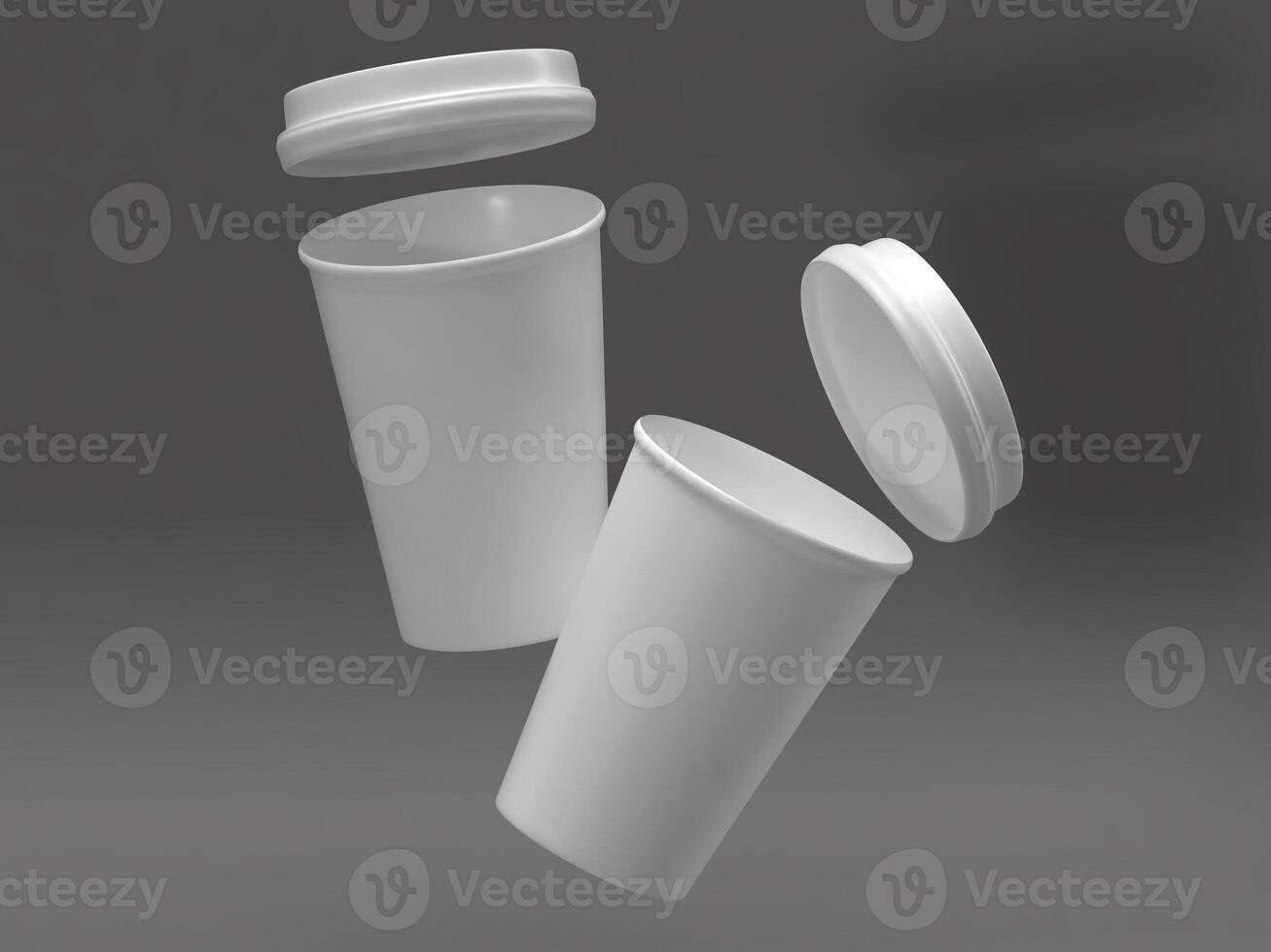 Dynamic Blank White Coffee Cup Pair in Flight photo