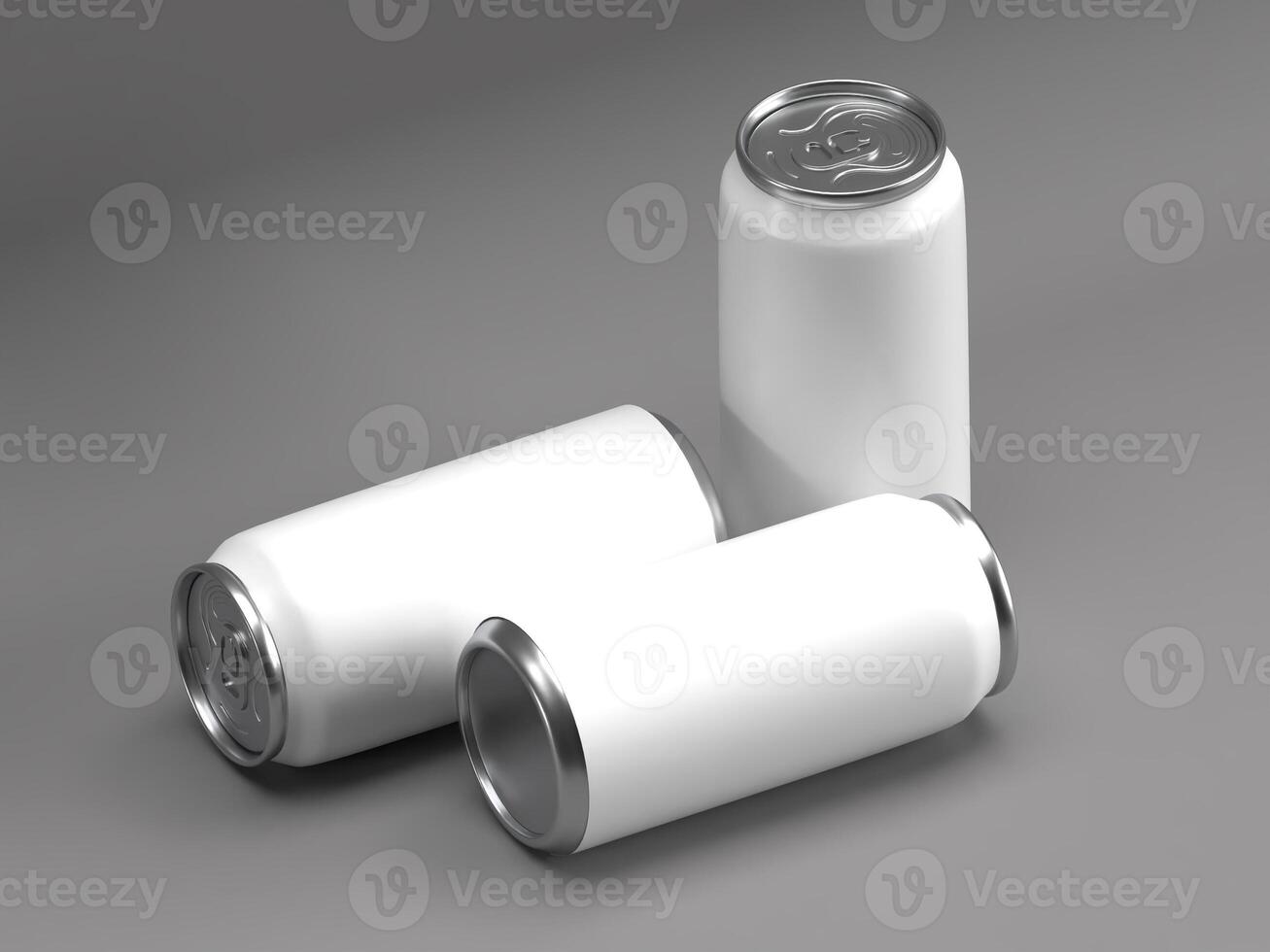 Blank White Group of Three Cans Composition Mockup photo