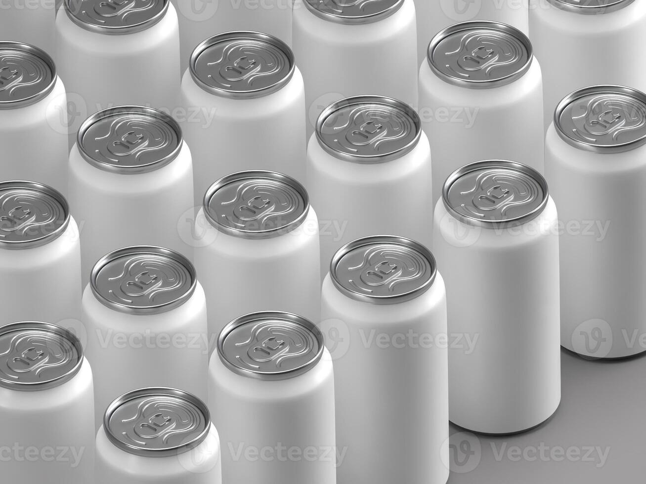 Row of Multiple Cans 3D Render Mockup photo