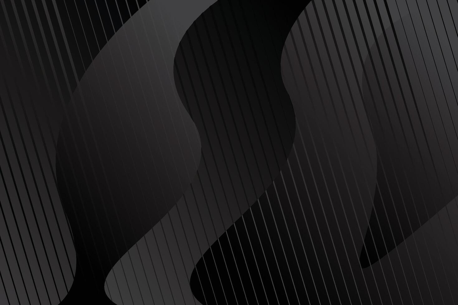 Black wave abstract background design with dark graphic template vector