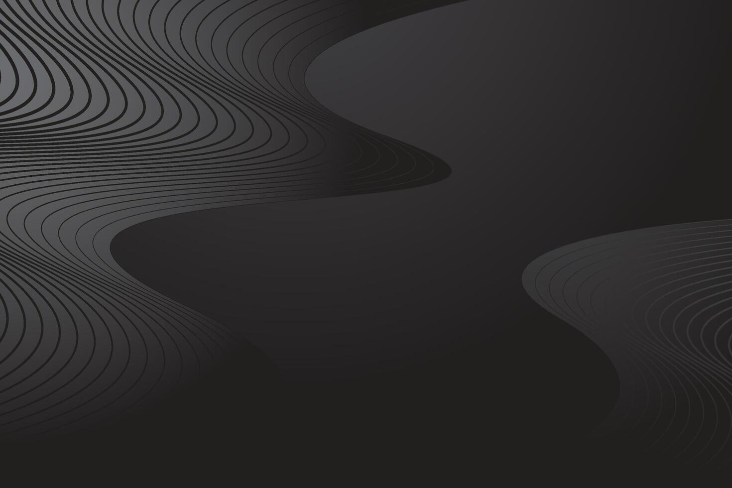 Black wave lines abstract background design with dark graphic template vector