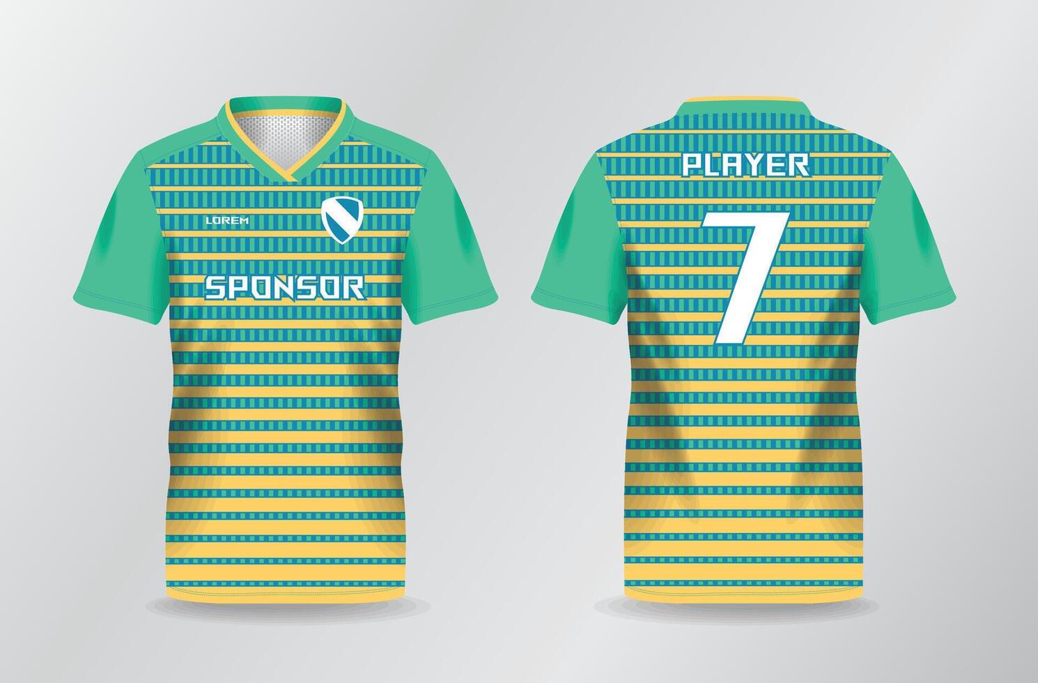 blue green yellow pattern sport jersey for football and soccer shirt template vector