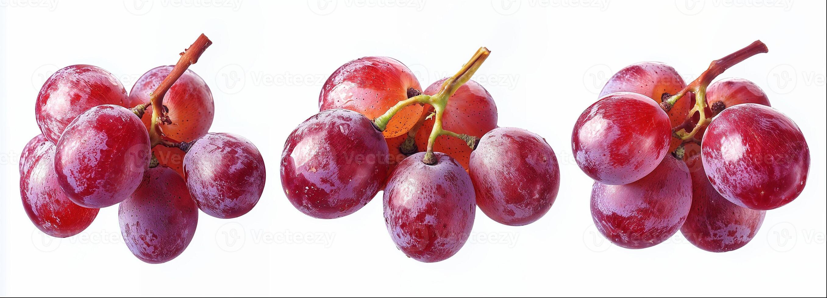 Red grape bunches isolated on white background, hight detailed upscaled image photo