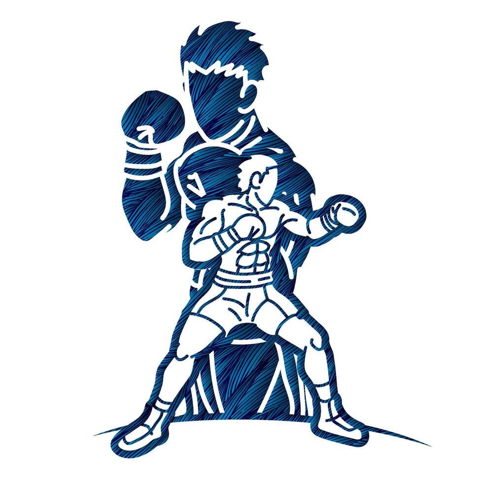 Group of Fighter Boxer Fighting Mix Action vector