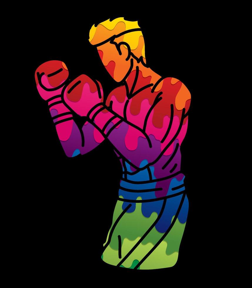 Boxing Sport Boxer Fighting Action Fighter Cartoon Graphic vector