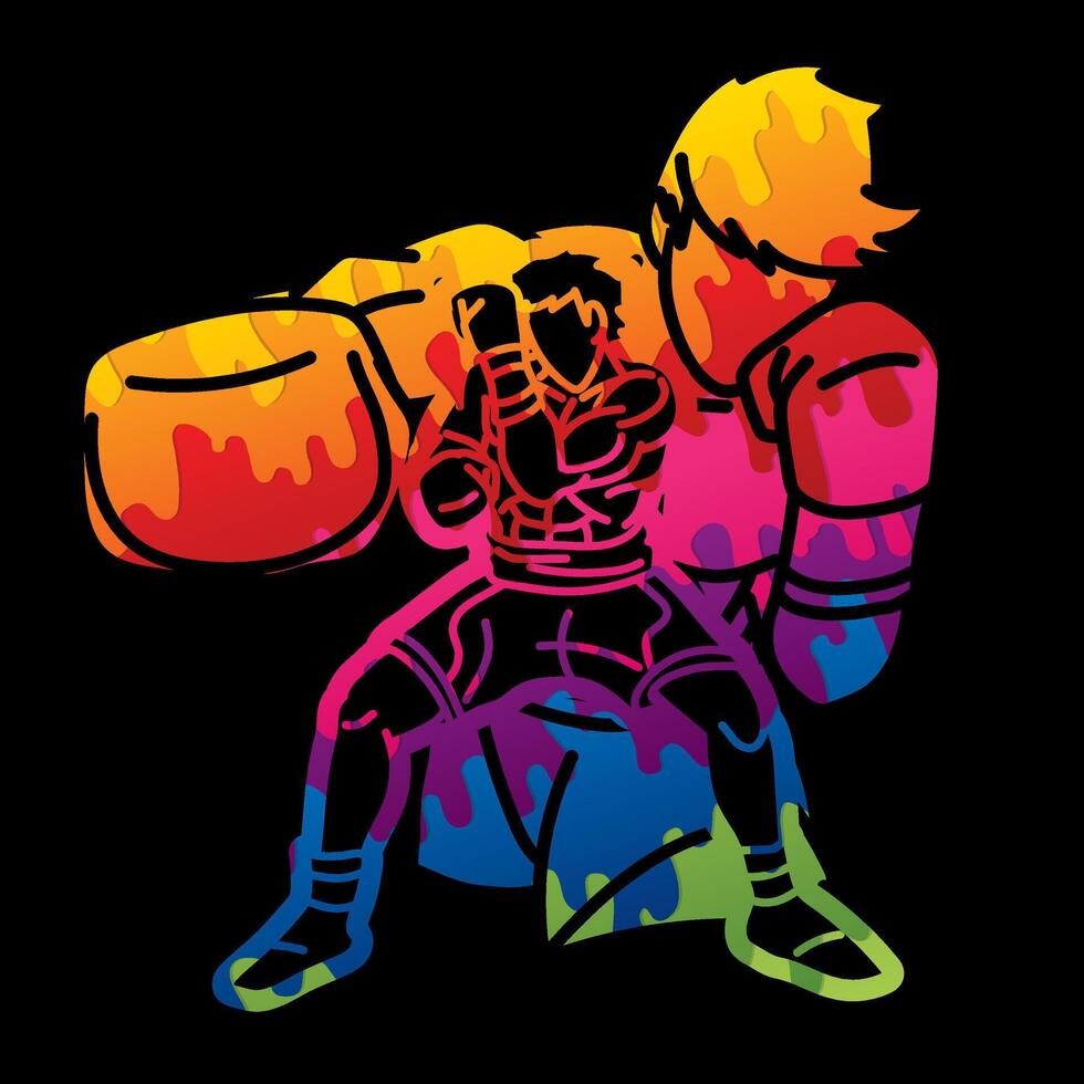 Graffiti Group of Fighter Boxing Sport vector