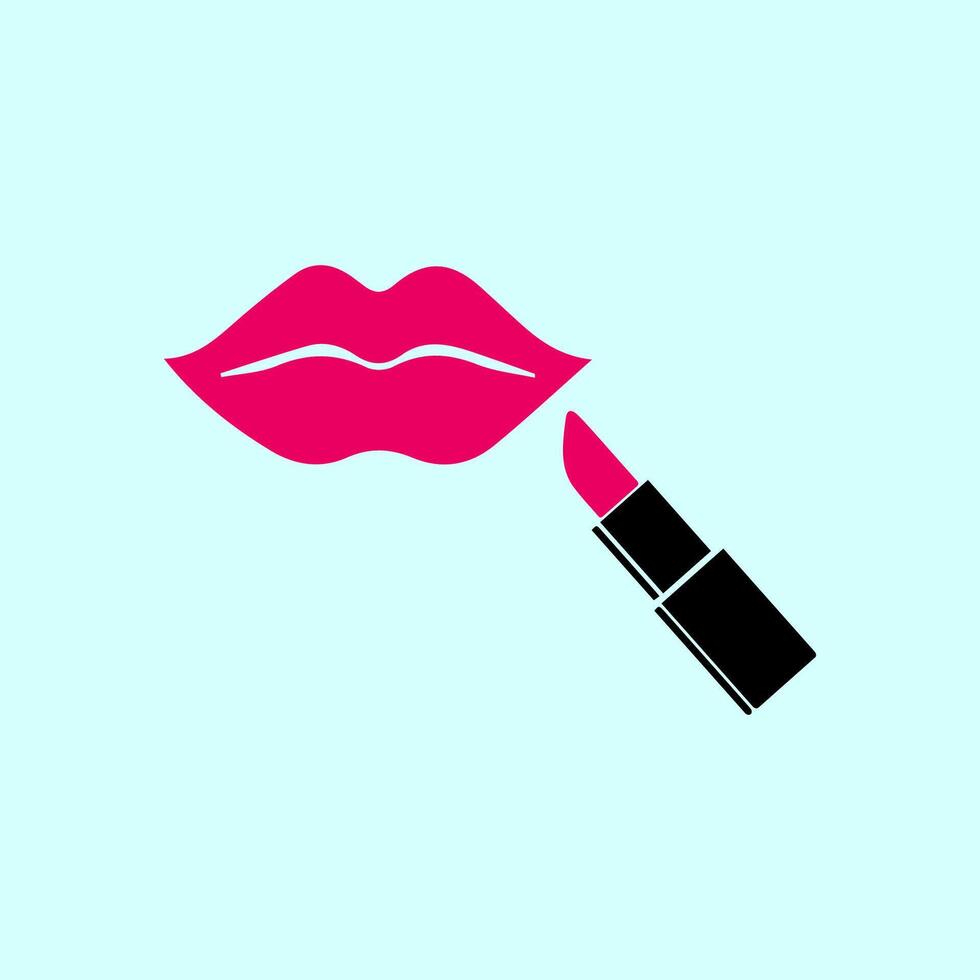 lipstick and lips icon vector