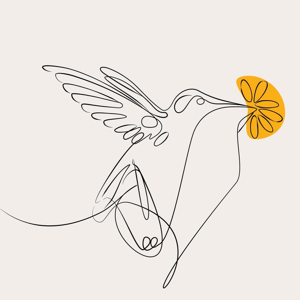 Minimalist Line Hummingbird Silhouette vector
