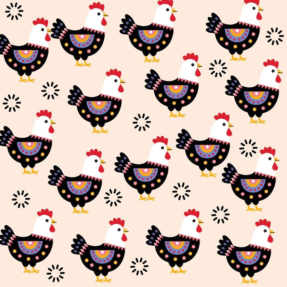 Minimalist Chicken Pattern vector