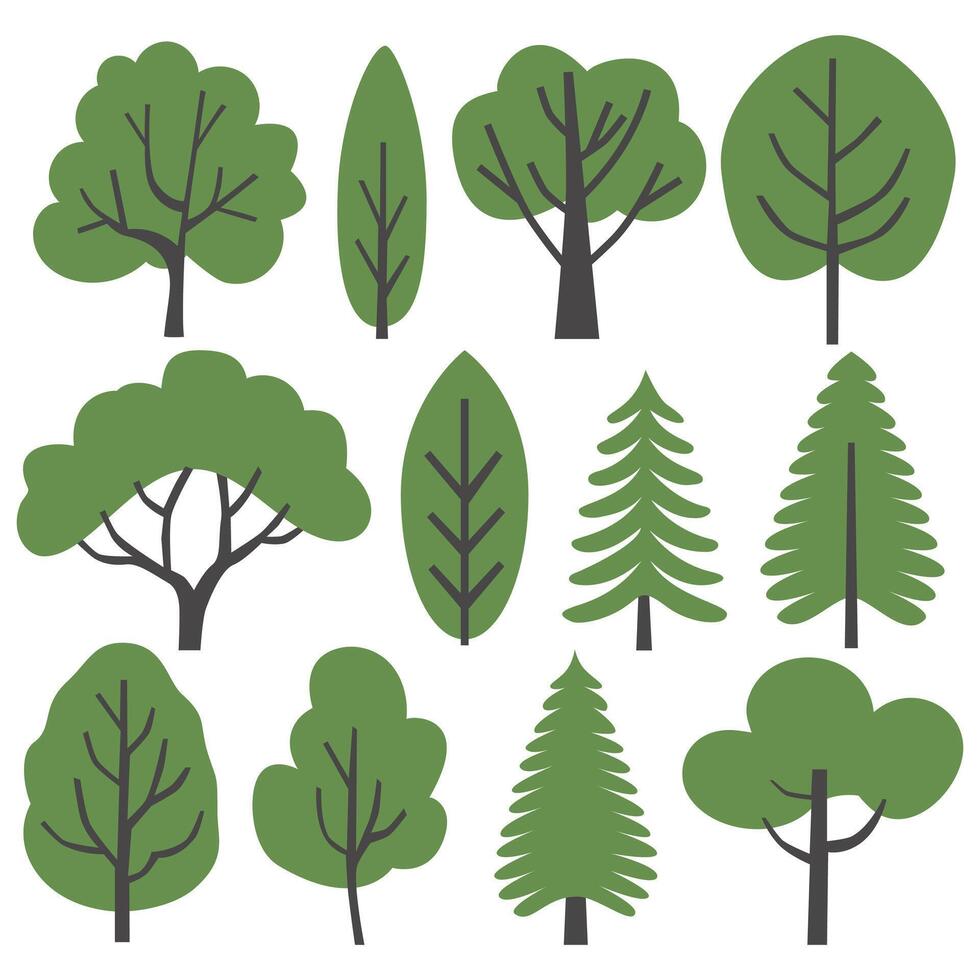 Cartoon Tree Set vector