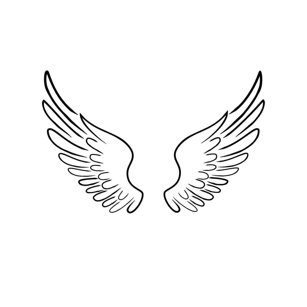 Line Angel Wings vector