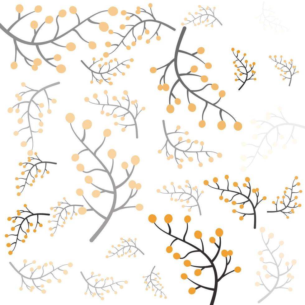 Branch with Yellow Flowers Winter Botanical Pattern vector