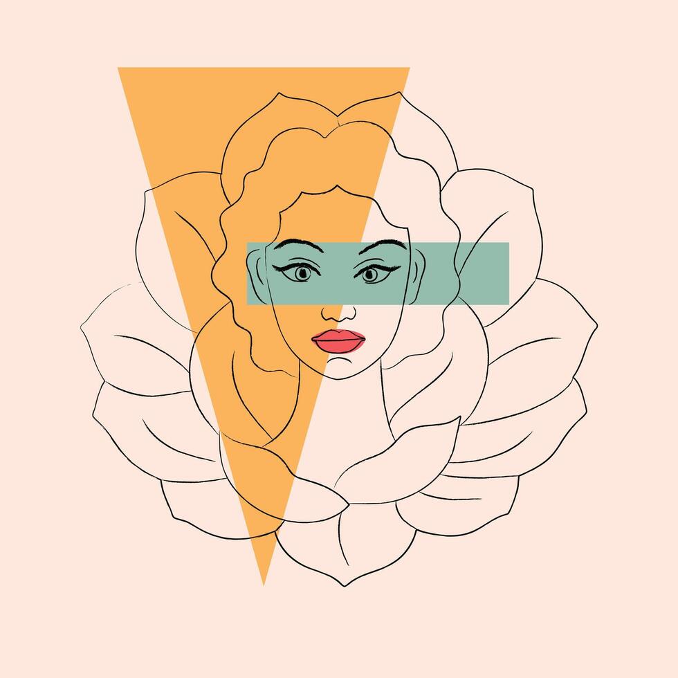 Minimalist Woman Abstract Face vector