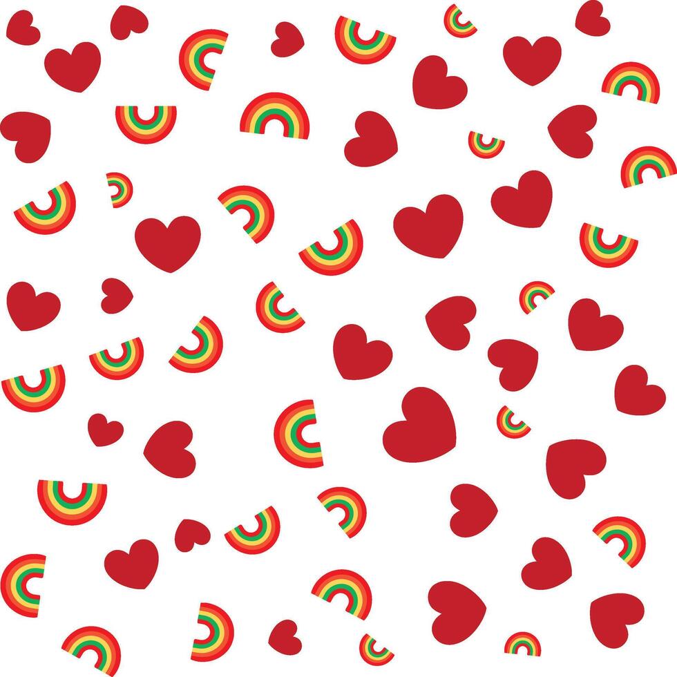 Doodle Rainbow and Heart Pattern vector