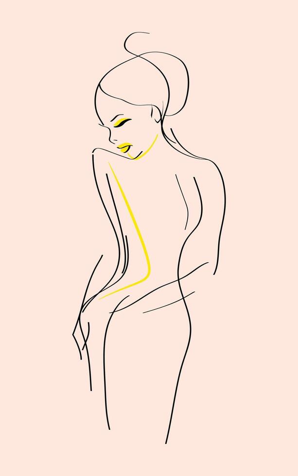 Abstract Woman Line Silhouette vector