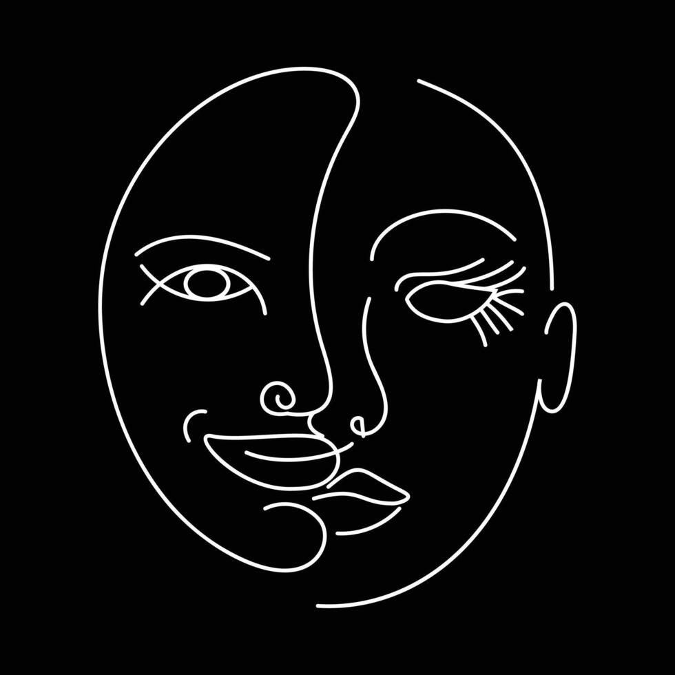 Abstract Minimalist Line Faces vector