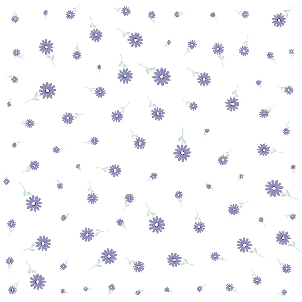 Minimalist Blue Flowers Pattern vector