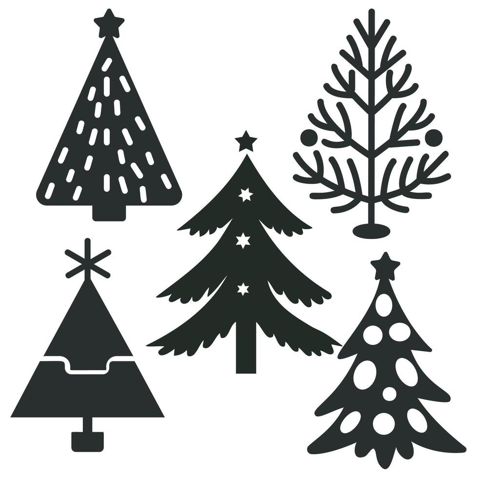 Christmas Tree Silhouette Set vector