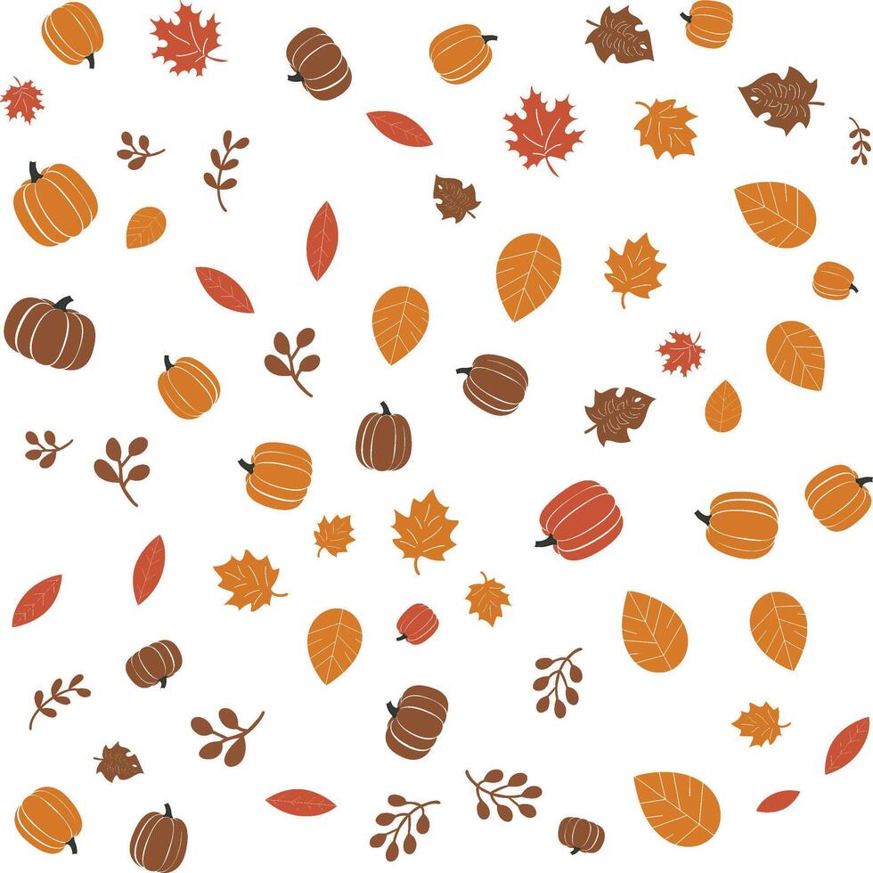 Fall Season Pumpkin and Leaves Pattern vector
