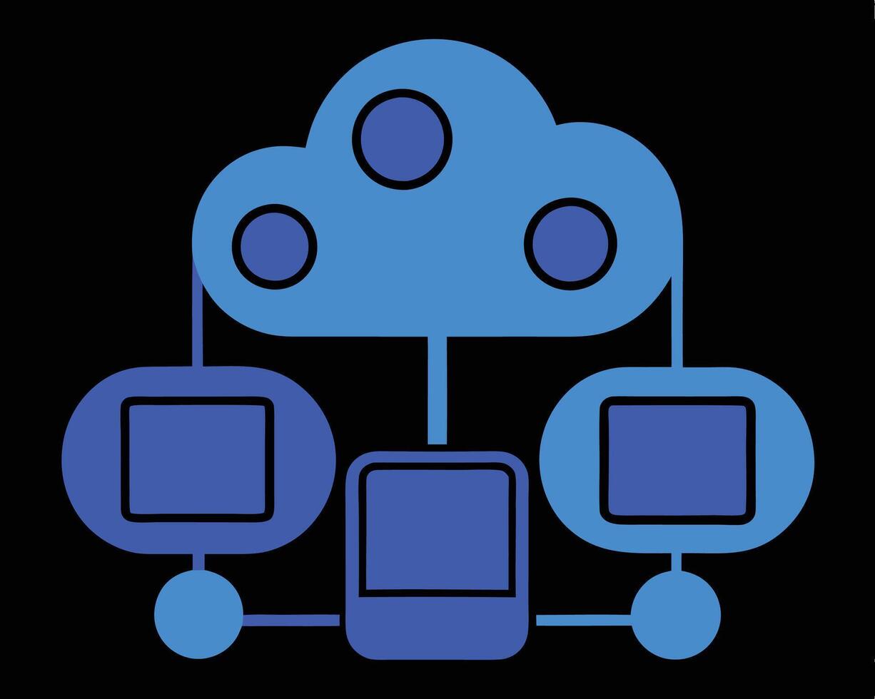 A cloud with four devices connected to it vector