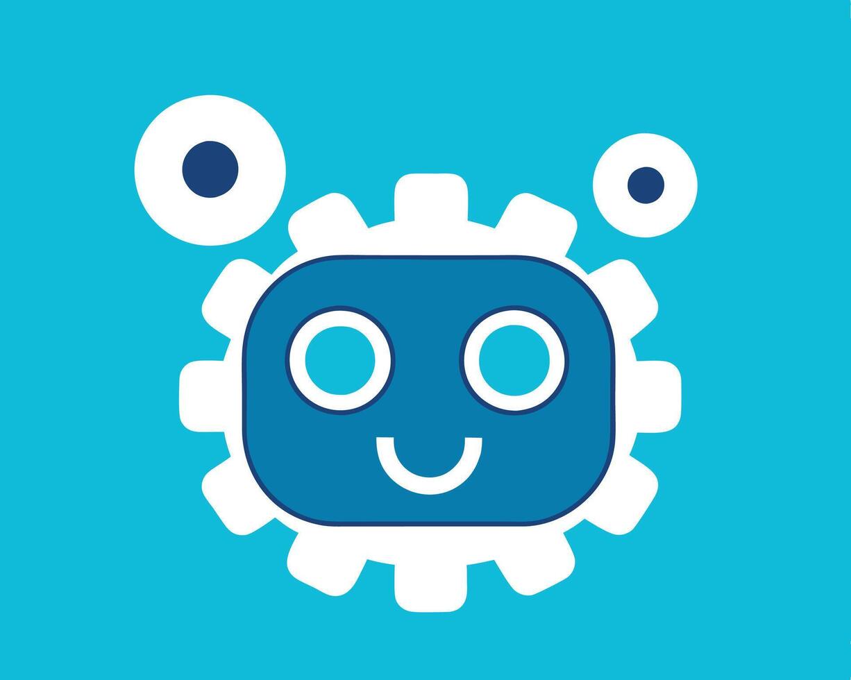 A blue and white logo with a smiling face vector