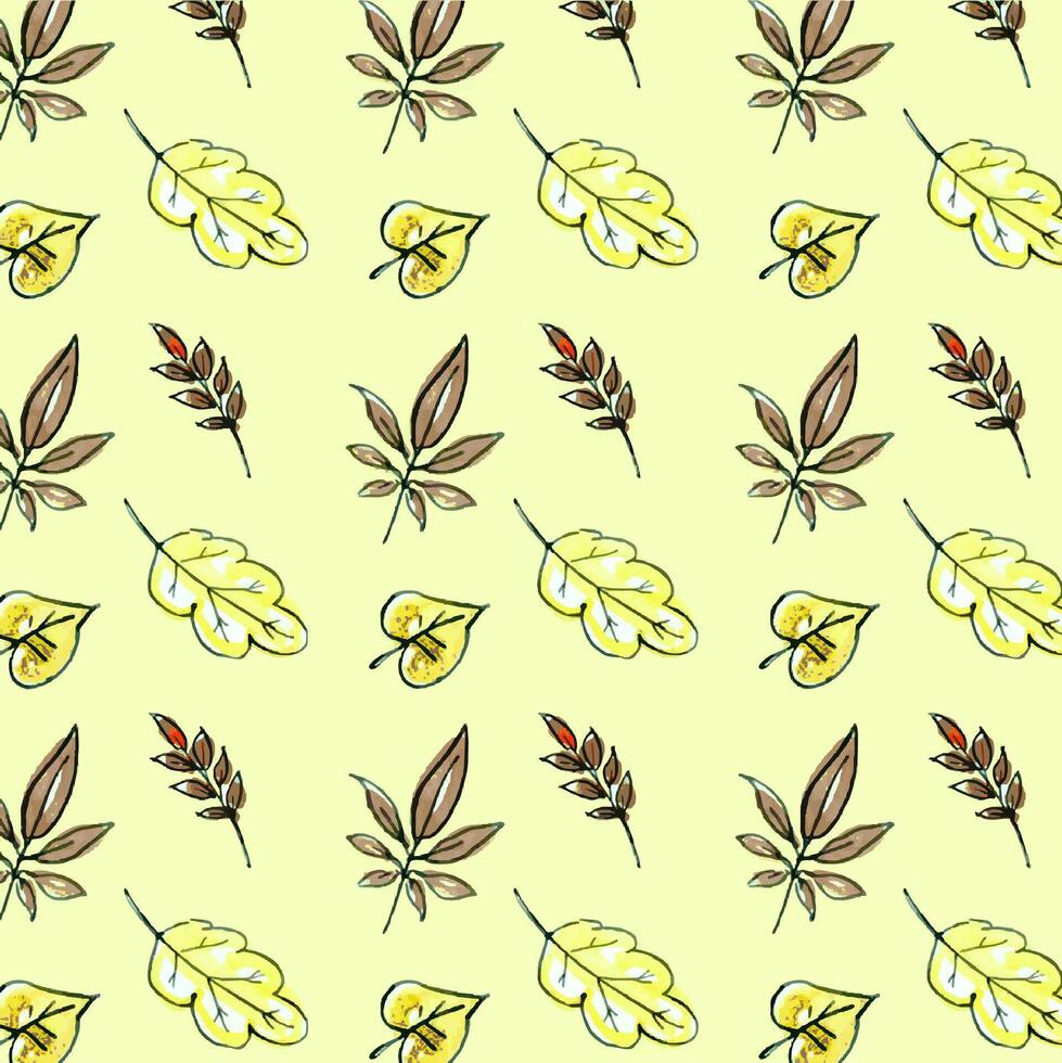 pattern of green and brown leaves vector