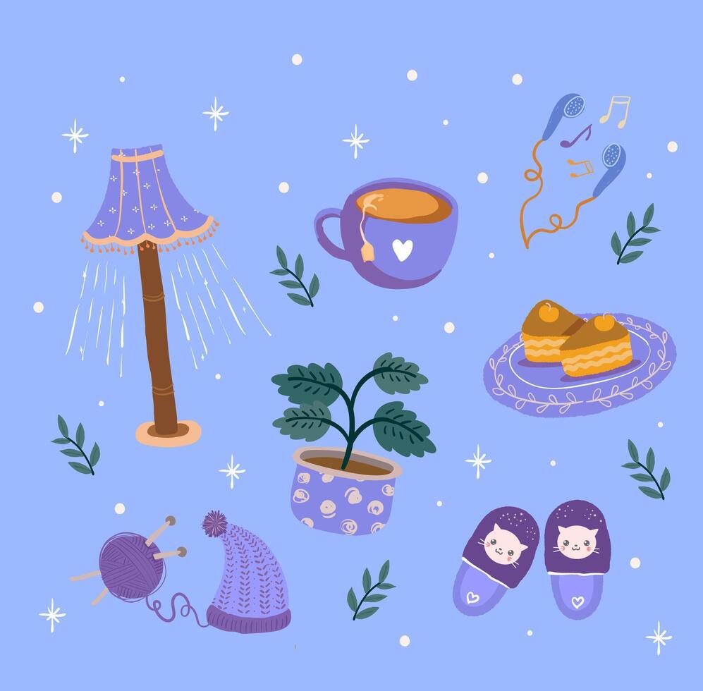 set of winter holiday icon vector