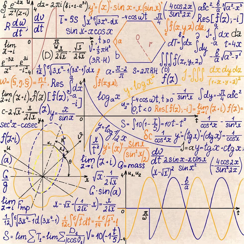 a lot of mathematical equations are on a white surface vector