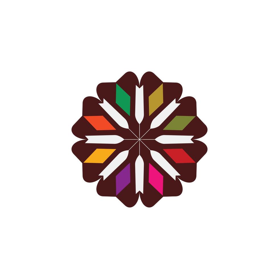 Colorful Flower Pattern Stained Glass Mosaic Tile Logo design inspiration vector