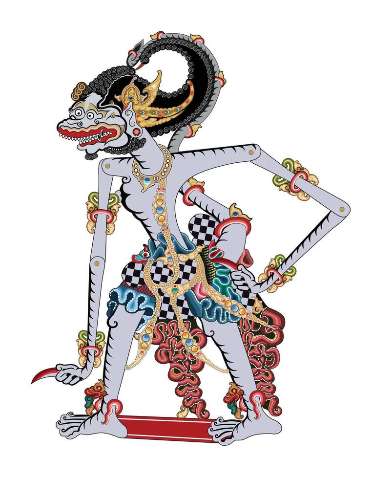 Hanuman, anoman character, Indonesian shadow puppet show, illustration style. vector