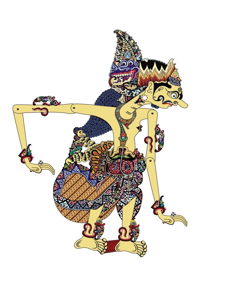 Kurupati wayang puppet, Indonesian shadow puppet, illustration. vector
